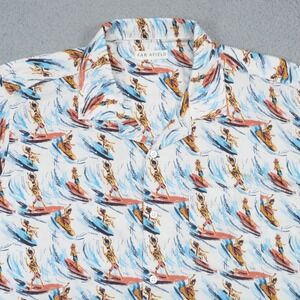 Far Afield Mens 4 XL White Hawaiian Camp Collar Surfing Graphic Shirt AF0011